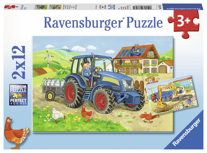Puzzle tractor pe santier 2x12 piese ravensburger
