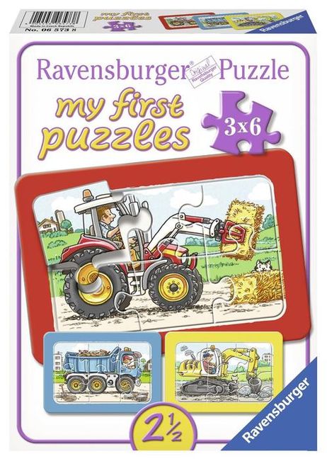Puzzle utilaje 3x6 piese ravensburger