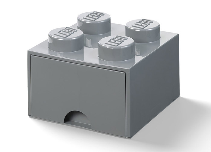 Cutie depozitare lego 2x2 cu sertar gri inchis
