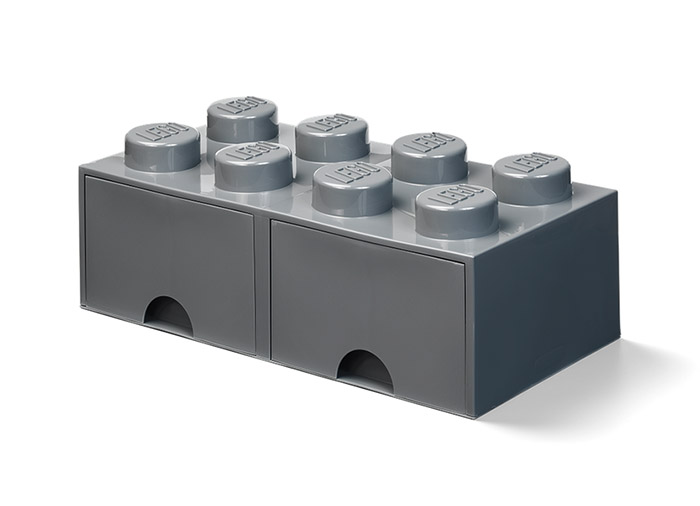 Cutie depozitare lego 2x4 cu sertare gri inchis