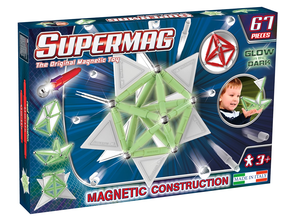 Set constructie magnetic luminos 67 piese Supermag