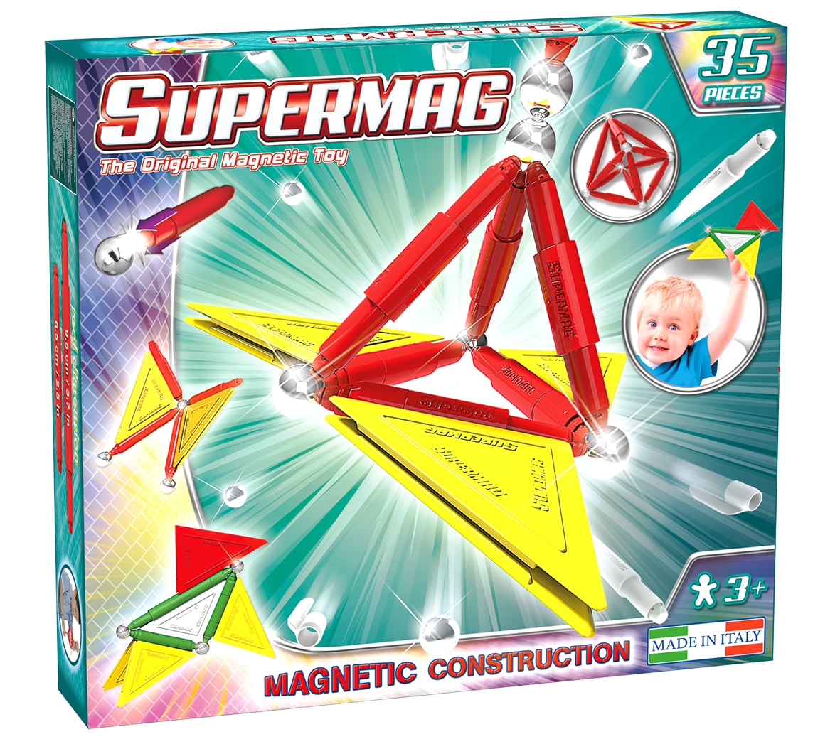 Set constructie magnetic Primary 35 piese Supermag