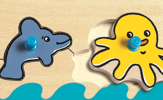 Puzzle lemn cu buton oceanul djeco