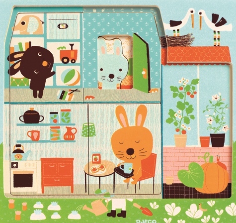 Puzzle lemn casuta iepurasilor djeco