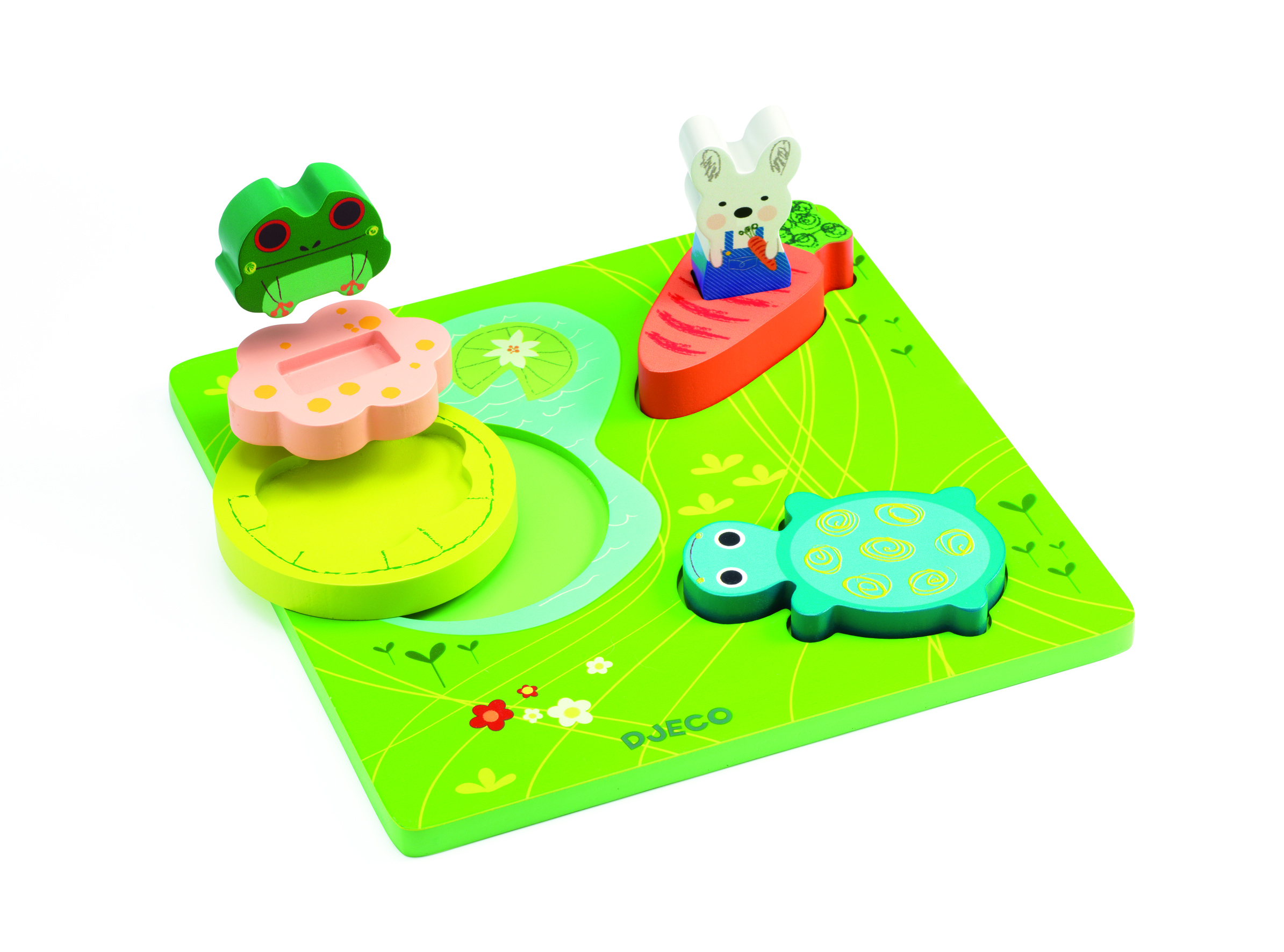 Puzzle lemn relief 1 2 3 froggy djeco