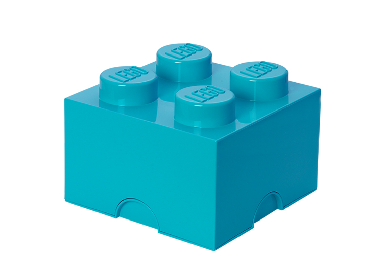 Cutie depozitare lego 2x2 albastru turcoaz