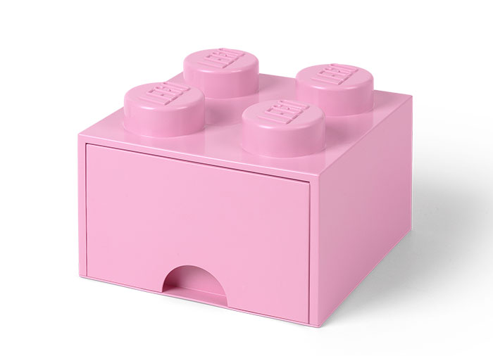 Cutie depozitare Lego 2x2 cu sertar roz