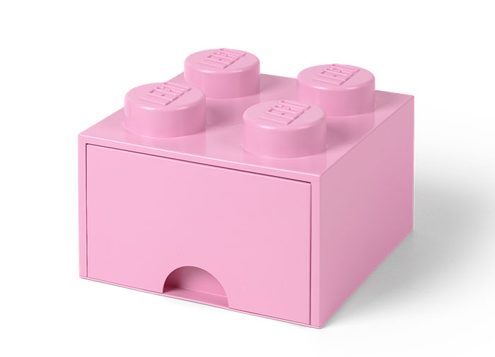 Cutie depozitare lego 2x2 cu sertar roz