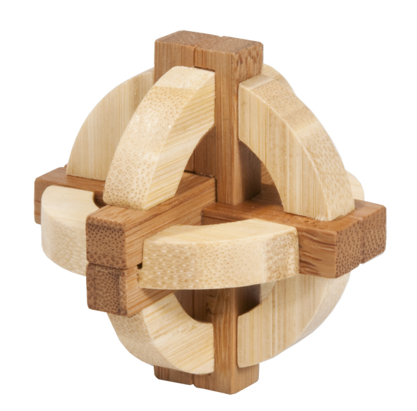 Joc logic IQ din lemn bambus in cutie metalica-1 Fridolin