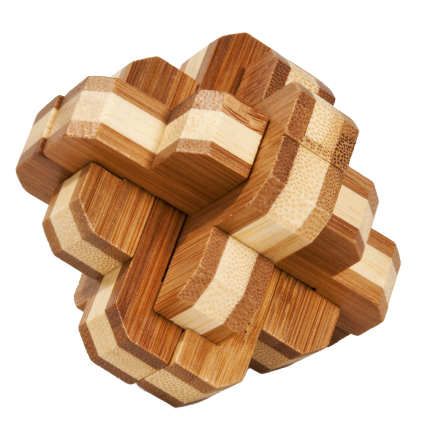 Joc logic iq din lemn bambus 3d round knot fridolin