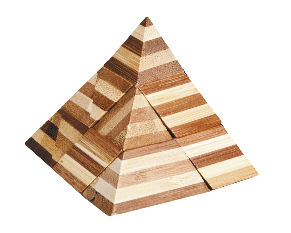 Joc logic iq din bambus 3d pyramid fridolin