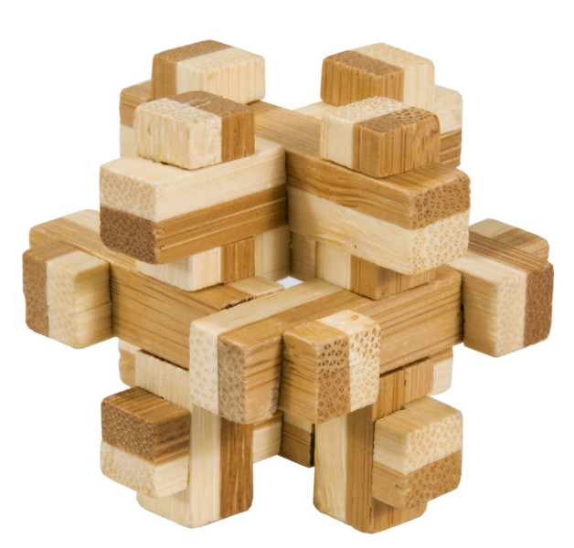 Joc logic IQ din lemn bambus in cutie metalica-10 Fridolin