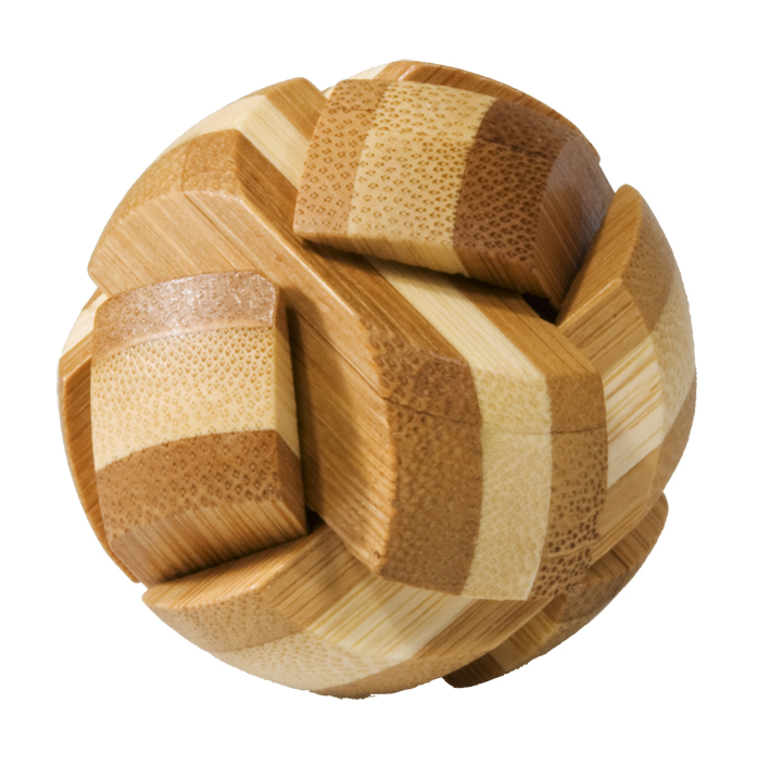 Joc logic IQ din lemn bambus Ball in cutie metal Fridolin