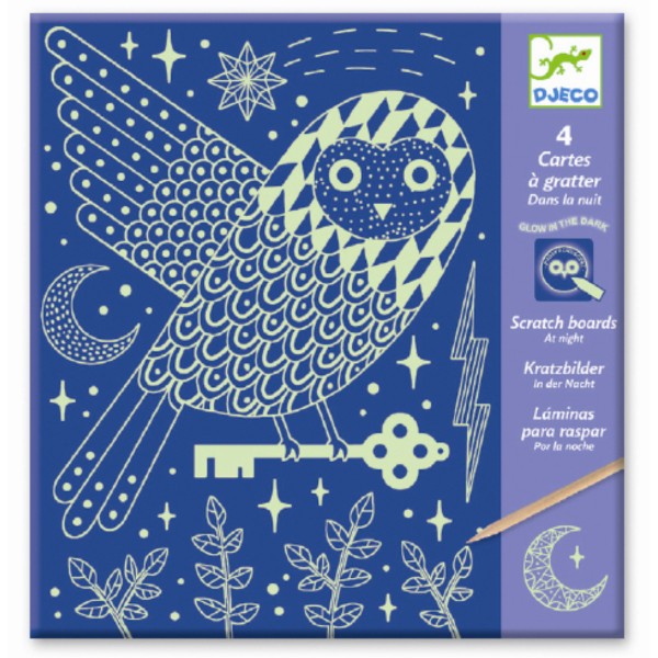 Joc creativ de razuit planse fluorescente noaptea djeco