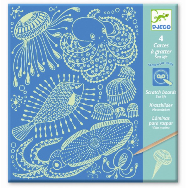 Joc creativ de razuit planse fluorescente oceanul djeco