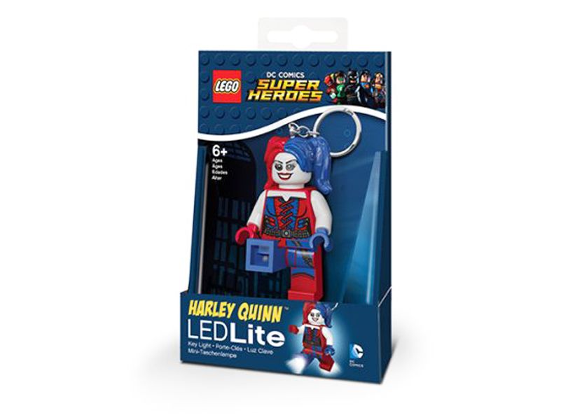Breloc cu lanterna lego harley quinn rosu albastru