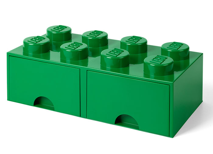 Cutie depozitare lego 2x4 cu sertare verde