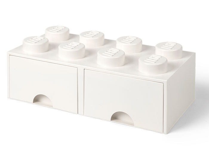 Cutie depozitare lego 2x4 cu sertare alb