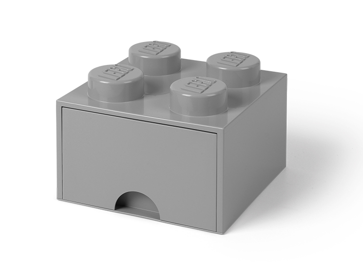 Cutie depozitare Lego 2x2 cu sertar gri