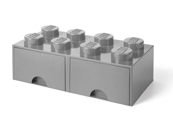 Cutie depozitare lego 2x4 cu sertare gri