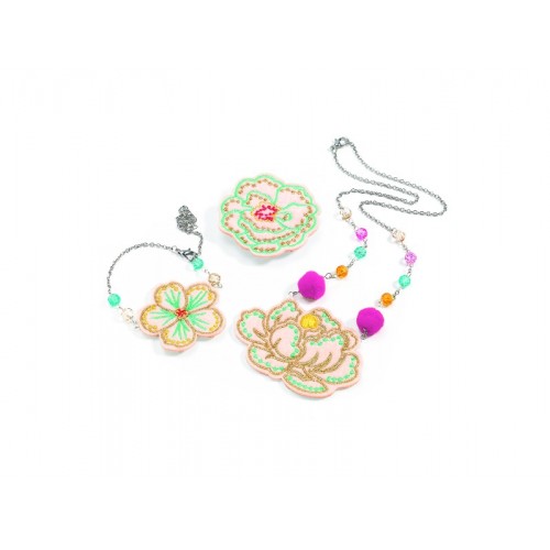 Set bijuterii brodate cu flori djeco