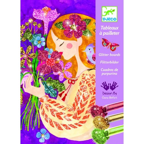 Joc creativ cu sclipici colorat flori parfumate djeco