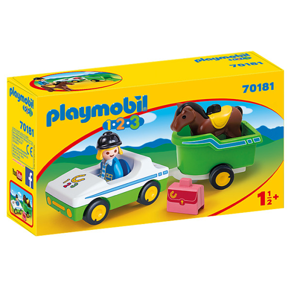 Masina cu remorca si calut playmobil 1.2.3