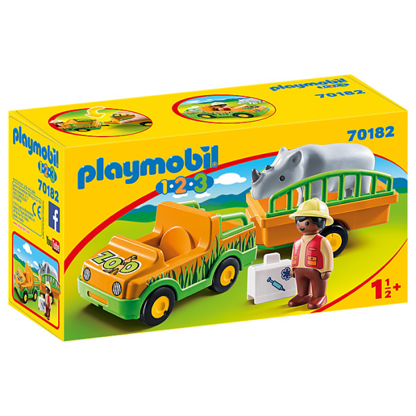 Masina Zoo cu rinocer Playmobil 1.2.3