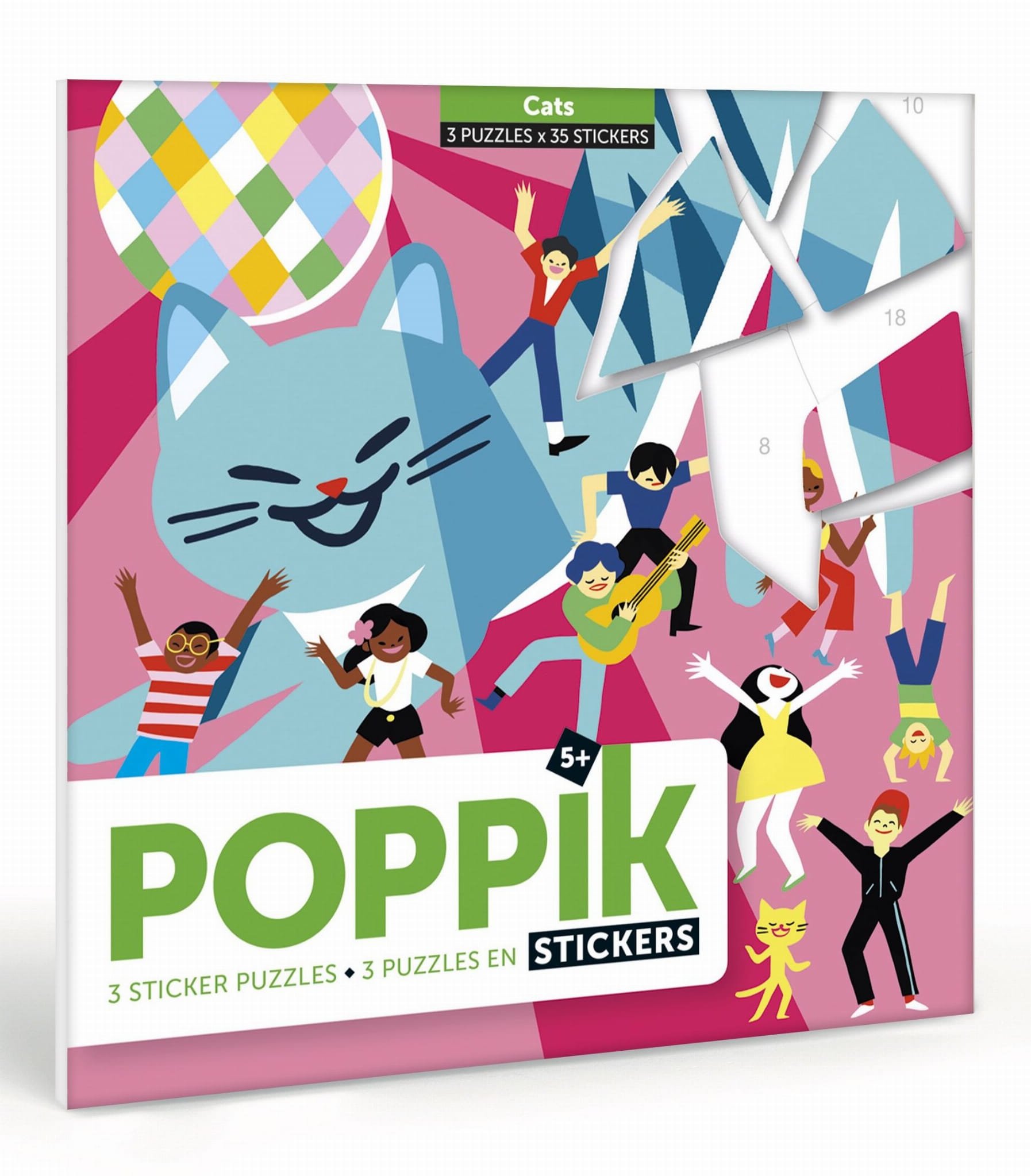 Joc creativ cu stickere puzzle pisicute poppik