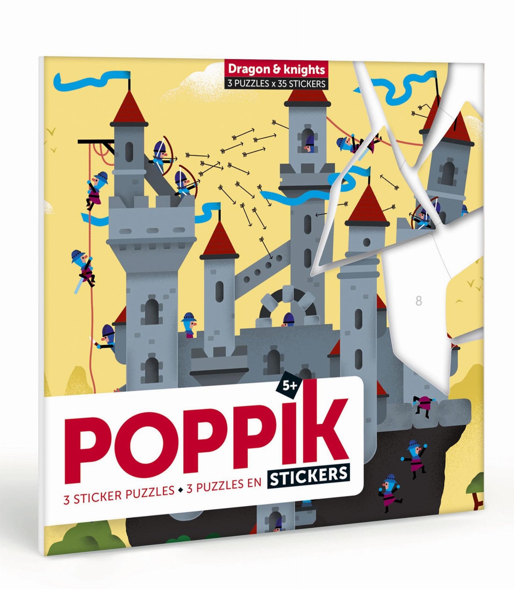 Joc creativ cu stickere puzzle dragoni poppik
