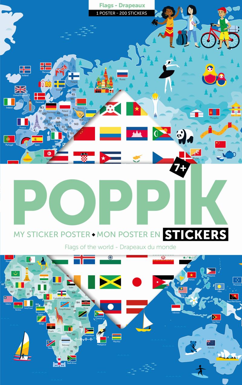Joc educativ si creativ cu stickere Steagurile Lumii Poppik