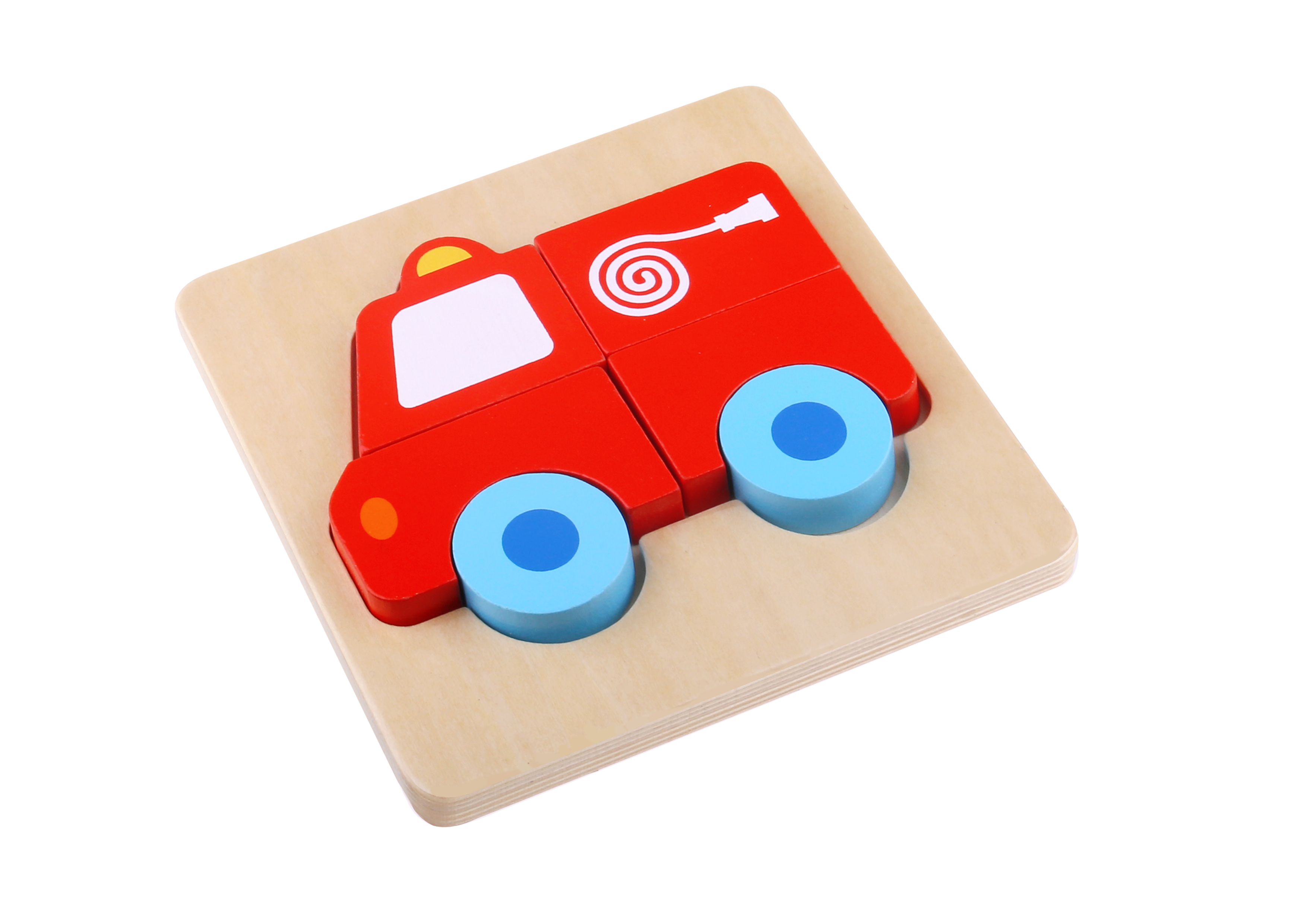 Mini Puzzle lemn masina de pompieri Tooky Toy