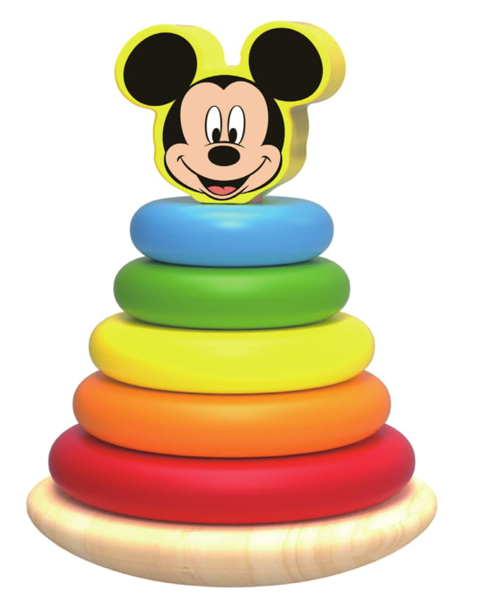 Piramida de stivuit inele colorate din lemn si mickey,disney