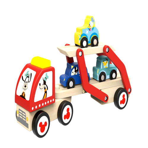 Camion transportor si masini de lemn cu personaje Disney