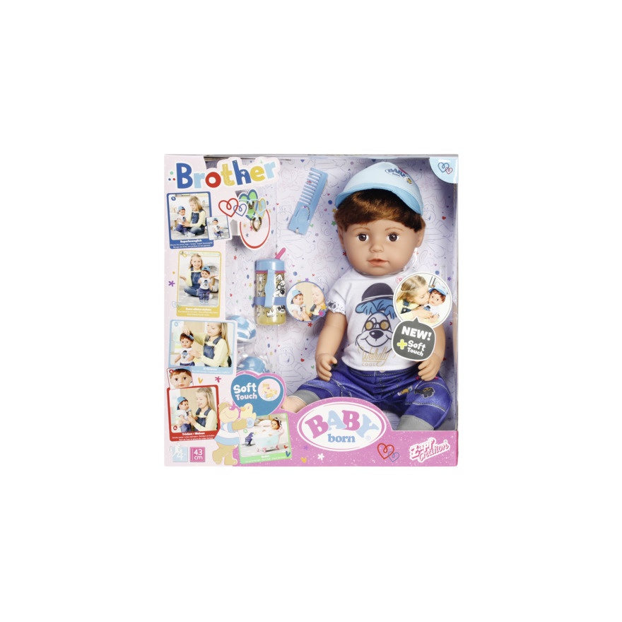 Fratior interactiv cu corp moale 43 cm baby born zapf