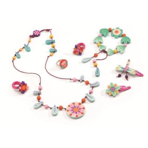 Set bijuterii din lemn florile in paradis djeco