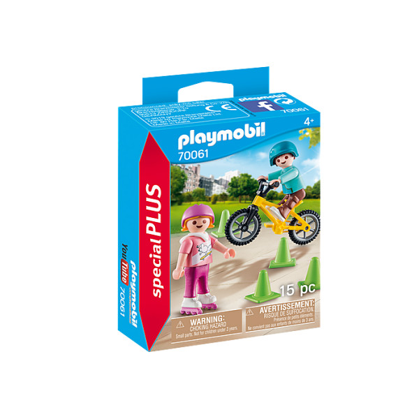 Figurina copii cu role si bicicleta playmobil