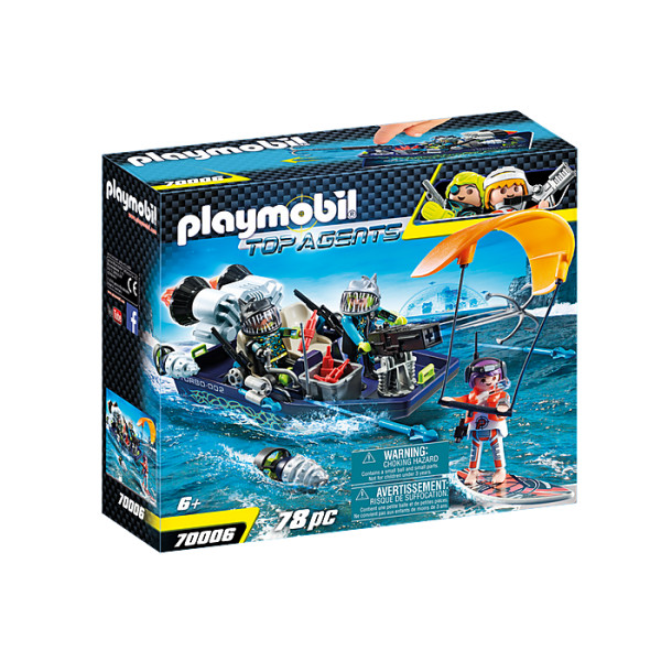 Echipa s.h.a.r.k. cu barca playmobil top agents