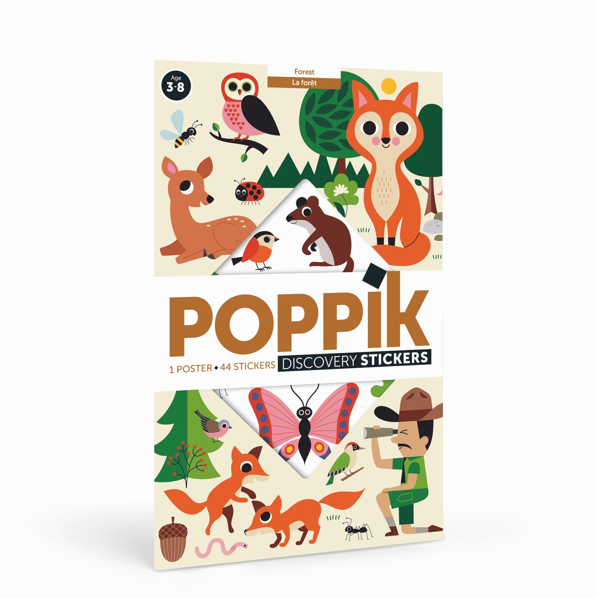 Joc creativ cu stickere animalele padurii poppik
