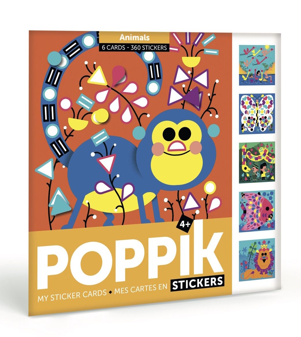 Joc creativ cu stickere animale amuzante poppik