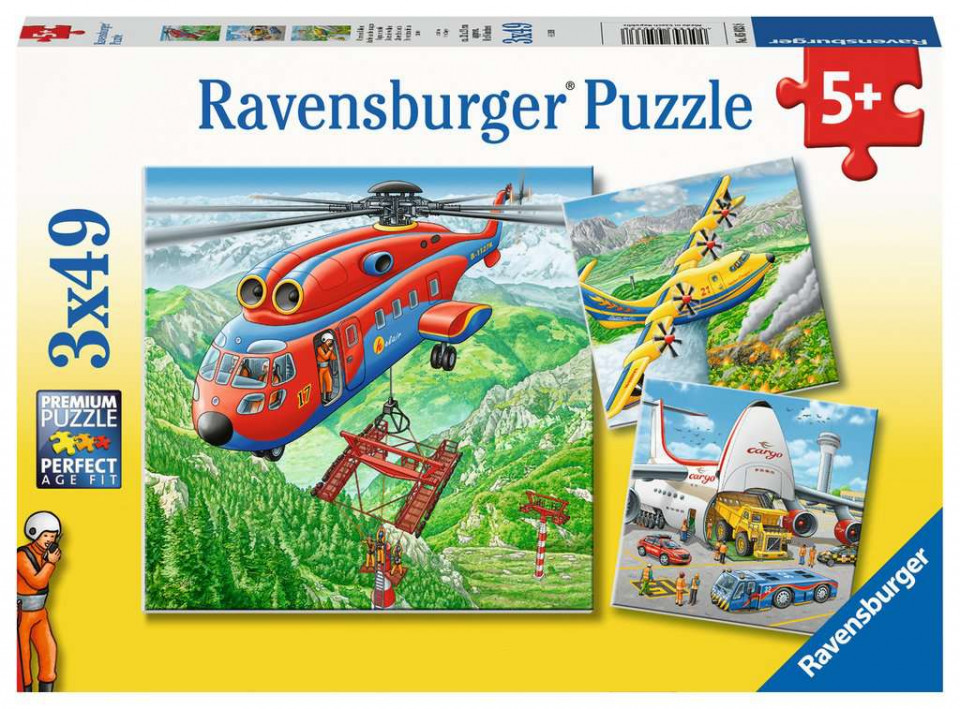 Puzzle avioane in zbor 3x49 piese ravensburger