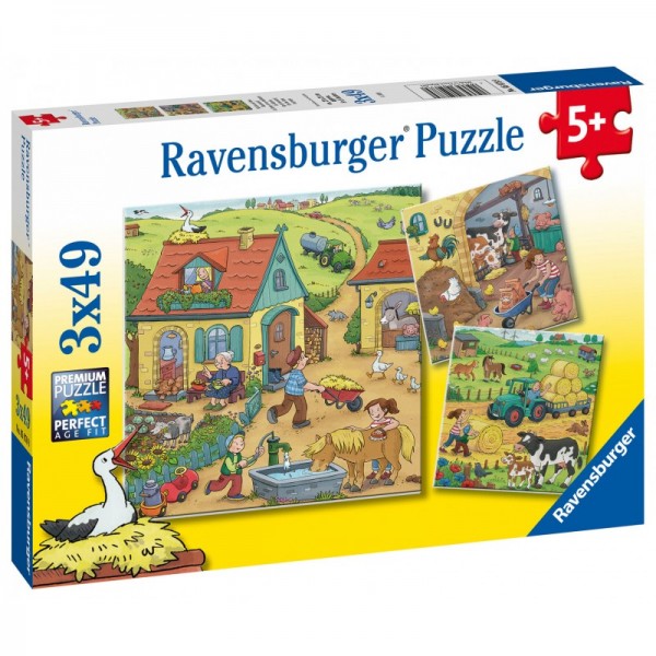 Puzzle munca la ferma 3x49 piese ravensburger