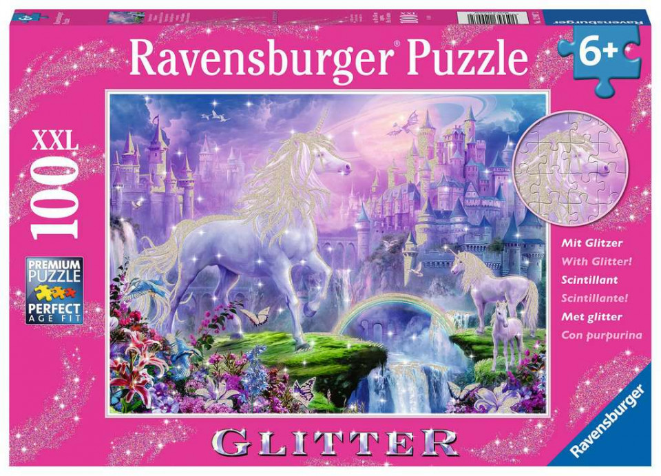 Puzzle unicorn cu sclipici 100 piese ravensburger