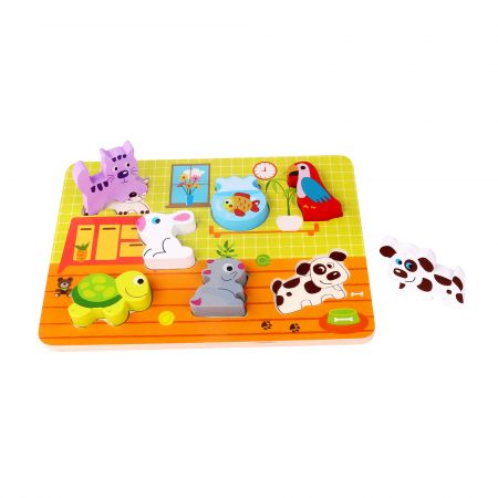 Puzzle incastru animale din lemn tooky toy