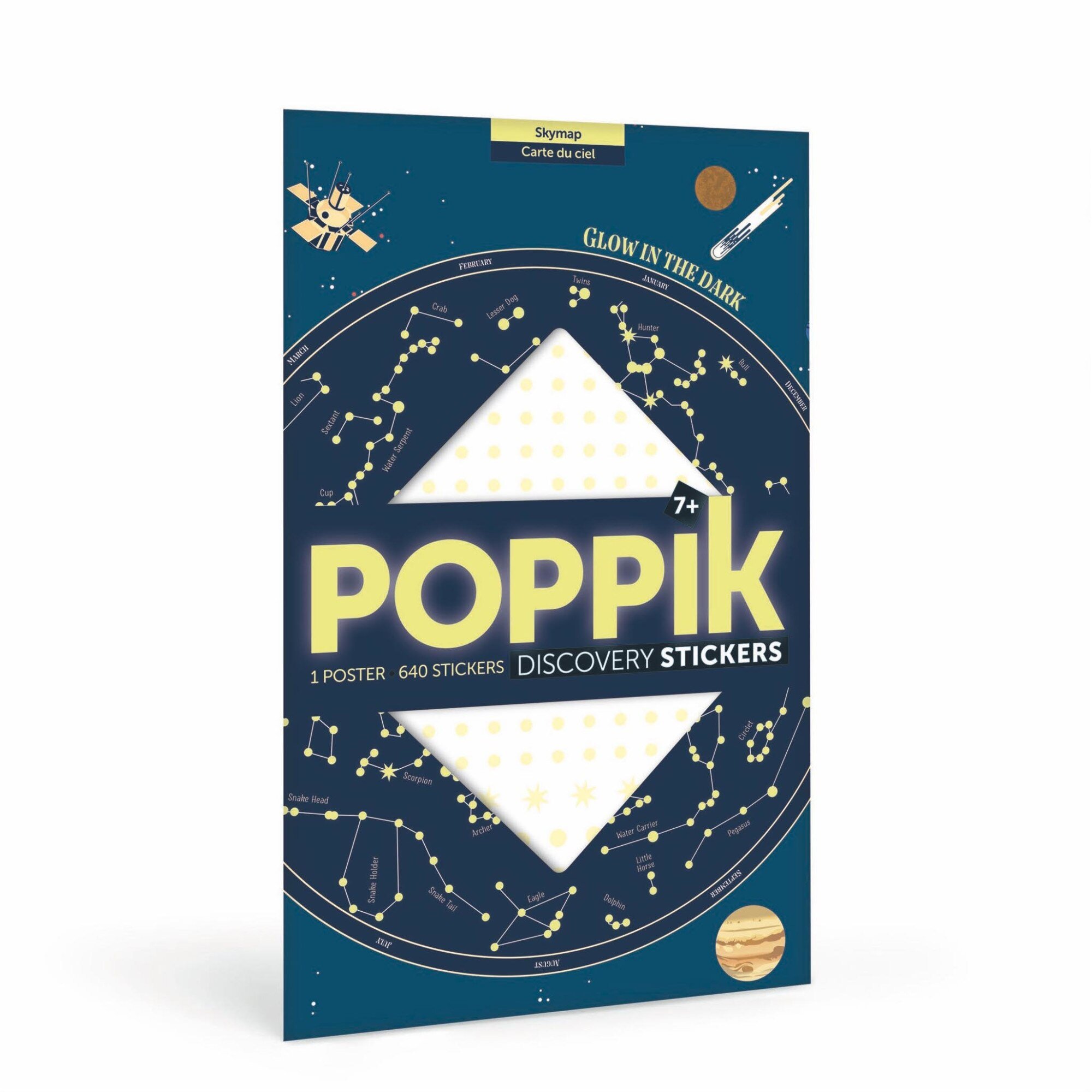 Joc creativ si educativ cu stickere fosforescente skymap poppik