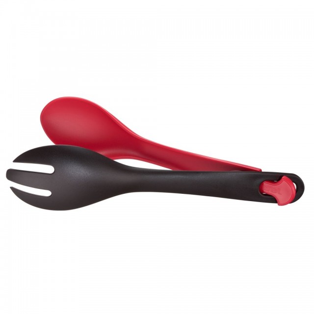 Cleste pentru salata tefal ingenio, plastic, lingura si furculita, negru/rosu