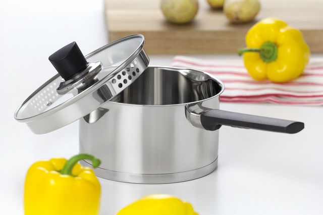Cratita 18cm capac strecurator inox