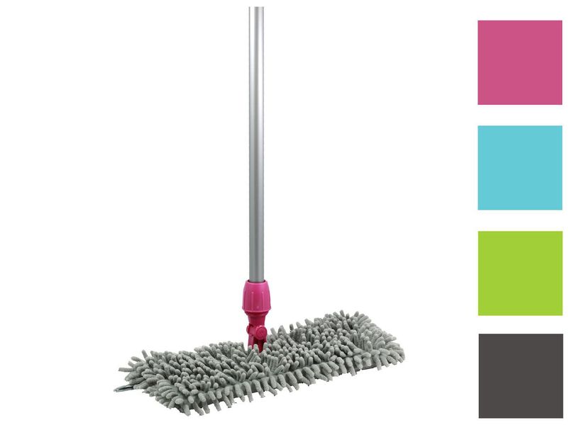 Mop doua fete plate, coada plastic mix culori fringe