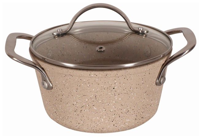 Oala cu capac sticla cu invelis stone effect 16cm stone