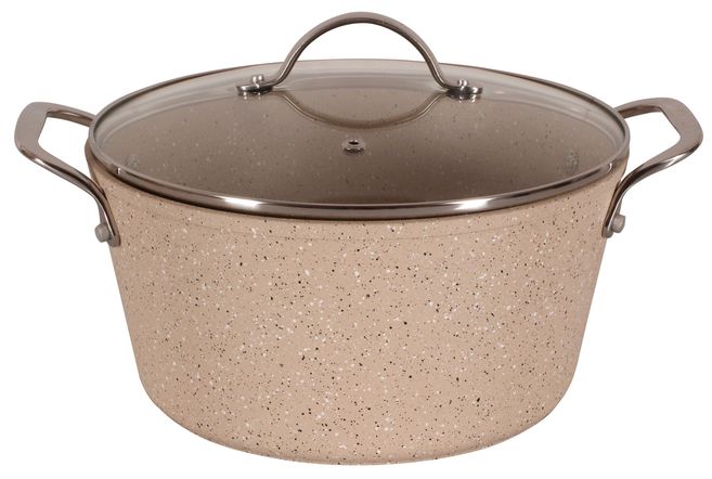 Oala cu capac sticla cu invelis stone effect 20cm stone